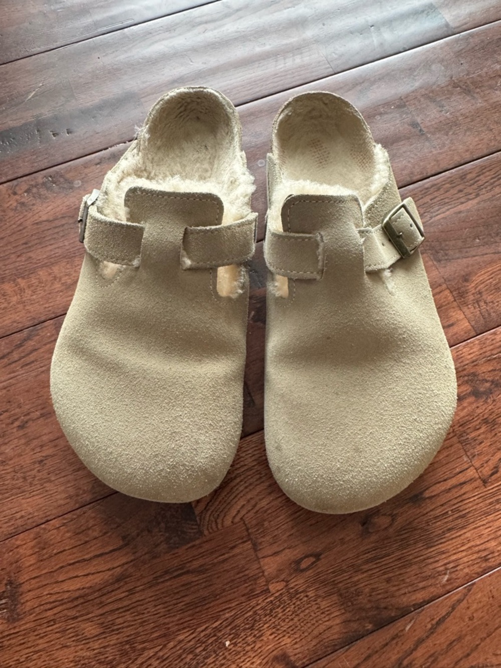 Birkenstock Boston Shearling Suede Taupe Clog unisex Sz 40 women’s 9 men’s 7